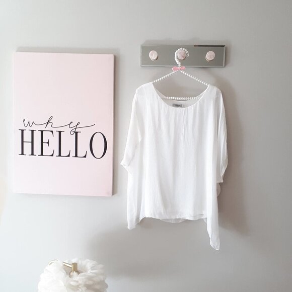 EUC Tendenze white silk t-shirt blouse, L - Picture 9 of 11